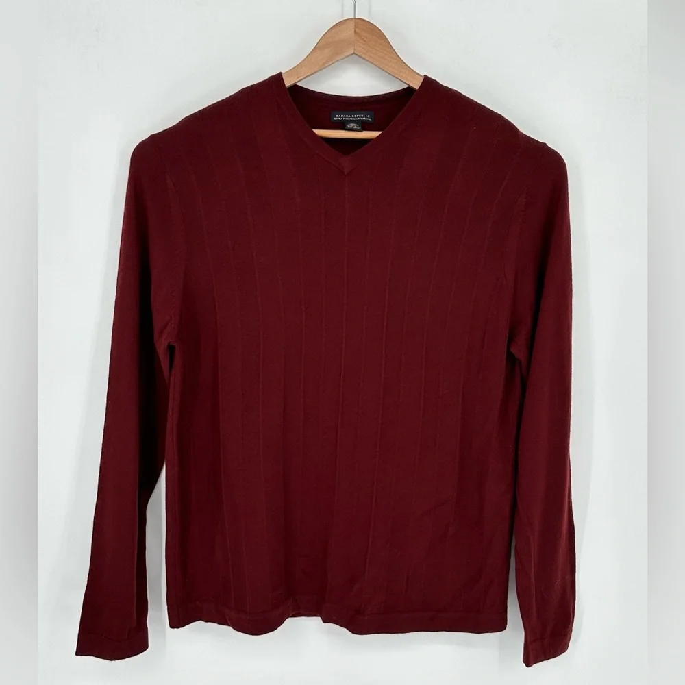 Banana Republic 100% Extra Fine Italian Merino Wool Ribbed Sz XL Sweater Mens R4
